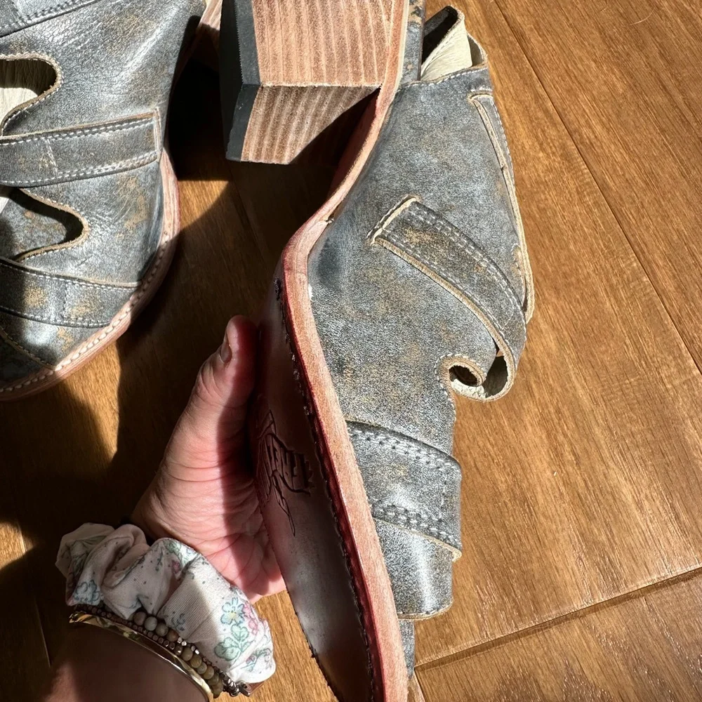 Freebird Distressed Brown Ankle Booties with Buckles - Picture 5 of 11